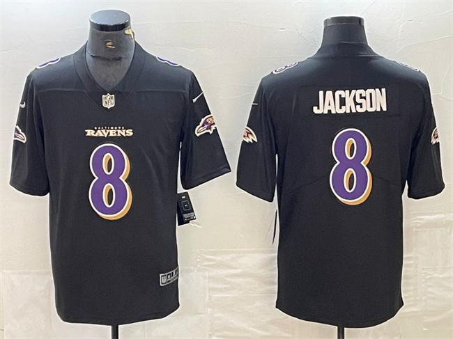 Men's Baltimore Ravens #8 Lamar Jackson Black Vapor Limited Football Jersey Men's Baltimore Ravens #8 Lamar Jackson Black Vapor Limited Football Jersey